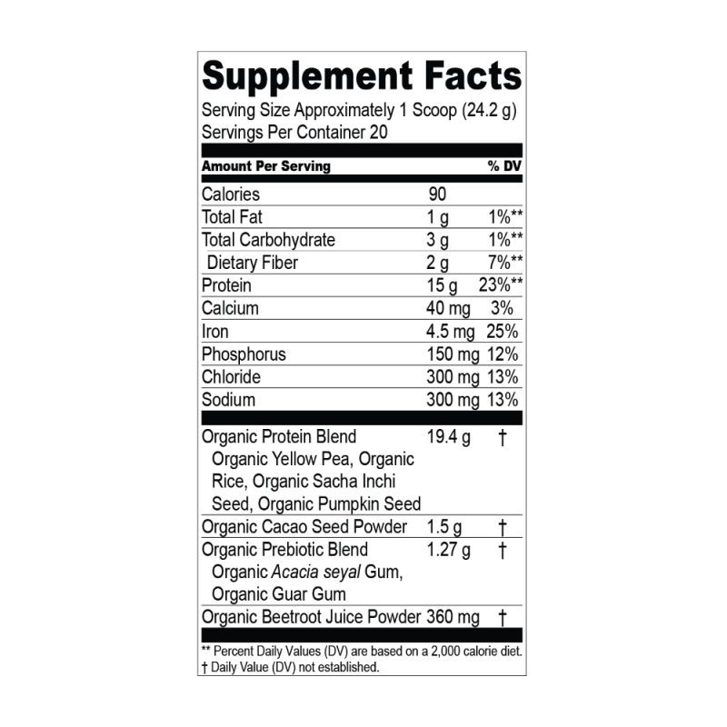 LC Cacao Protein Supplement Facts1000