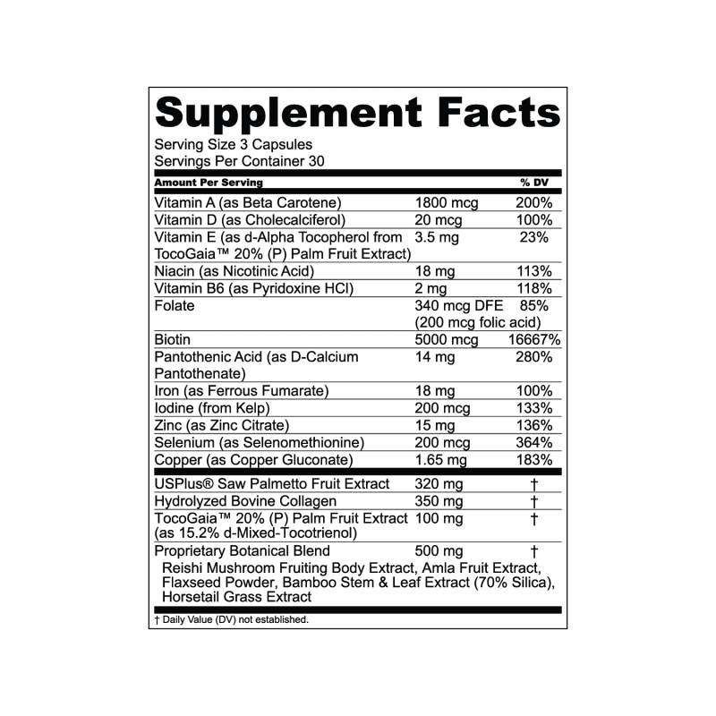 lc clinical hair formula front supplement facts